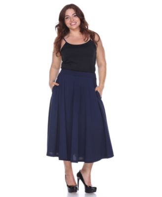 Plus Size Flared Midi Skirt