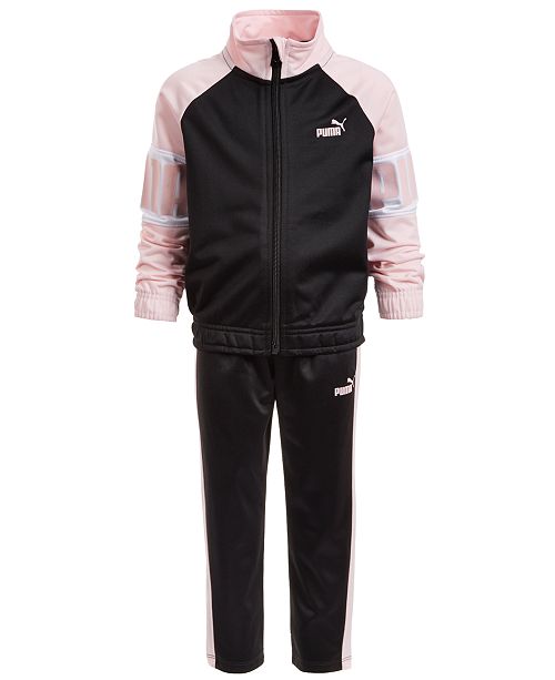 Puma North America Puma Little Girls 2-Pc. Colorblocked Tricot Jacket & Track Pants Set