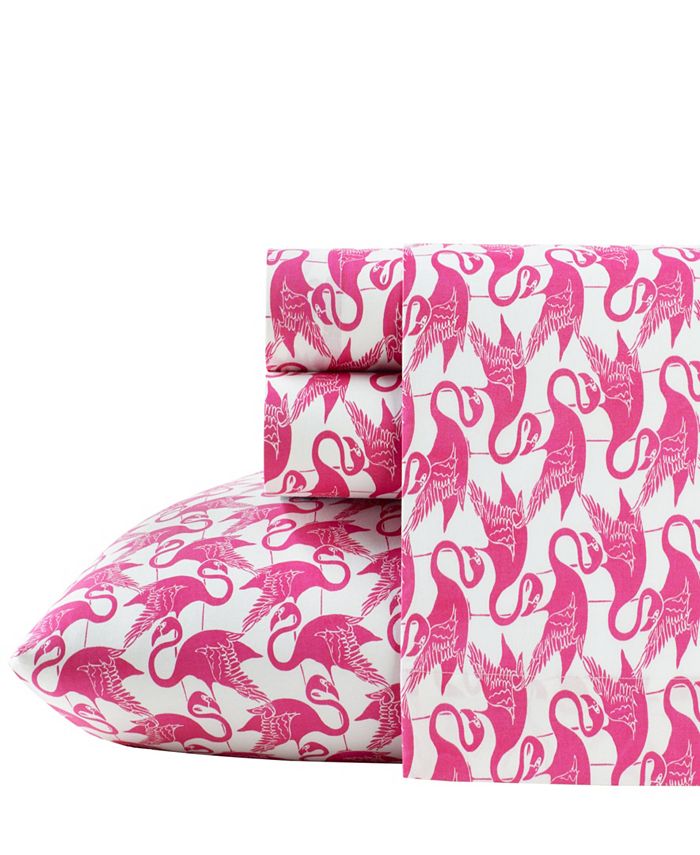 Poppy & Fritz Flamingo Cotton Percale 4 Piece Sheet Set, Queen Macy's