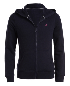 image of Nautica Big Girls Zip-Up Fleece Hoodie