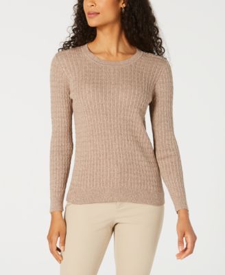 Karen Scott - Cotton Baby Cable-Knit Sweater