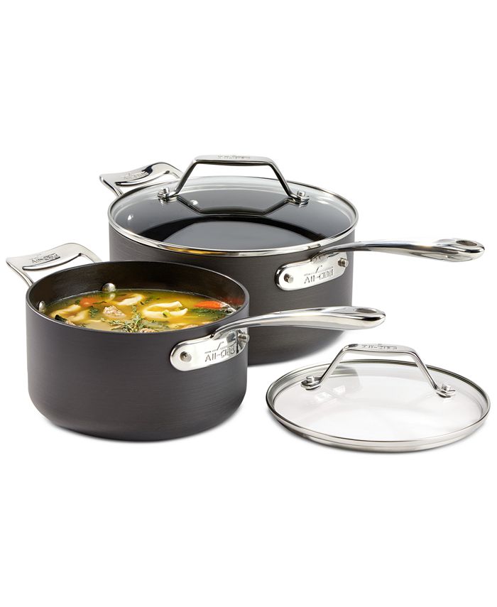 AllClad Essentials Nonstick Set of 2 Covered Saucepans Macy's