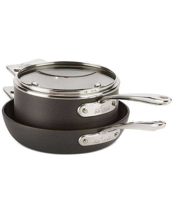 AllClad Essentials Nonstick 10.5" Fry Pan and 4Qt. Covered Saucepan