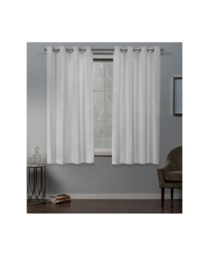 Exclusive Home Velvet Heavyweight Grommet Top Curtain Panel Pair, 54" X 63" In White