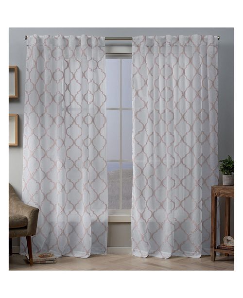 Exclusive Home Aberdeen Sheer Woven Trellis Embellished Hidden Tab