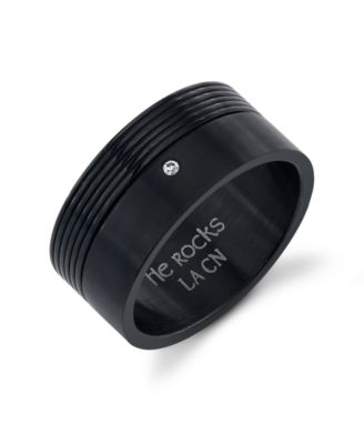 He Rocks - Black-Tone Stainless Steel Ring with Cubic Zirconia