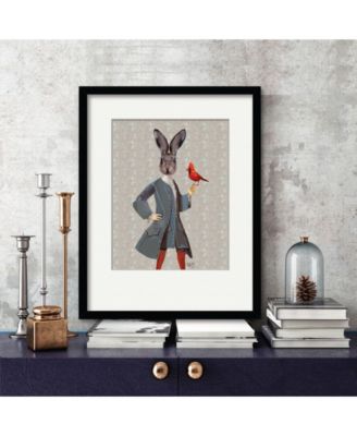 Rabbit and Bird 16" x 20" Framed and Matted Art