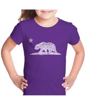 La Pop Art Girl's Word Art T-Shirt - California Bear