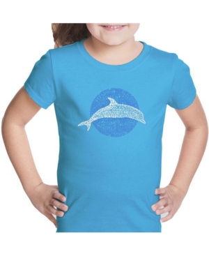 La Pop Art Girl's Word Art T-Shirt - Species of Dolphin