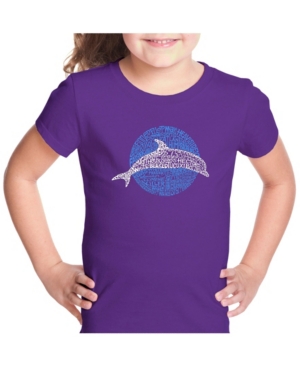 La Pop Art Girl's Word Art T-Shirt - Species of Dolphin