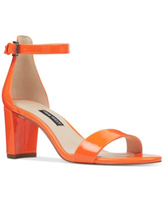 block heel orange sandals