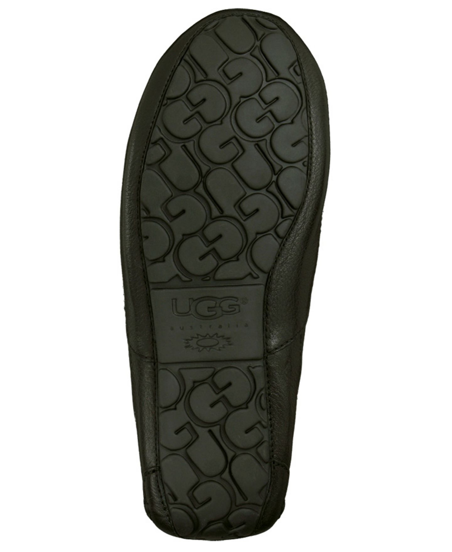 Мужские тапочки UGG® Ascot Leather Moccasin Slippers, цвет: Чёрный — фото 3