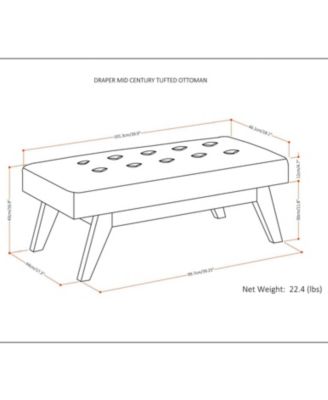Draper Mid Century Tufted Ottoman, Direct Ship