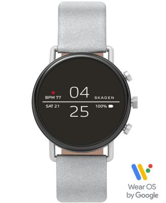 Skagen - Men's Falster 2 Reflective Silver-Tone Strap Touchscreen Smart Watch 40mm