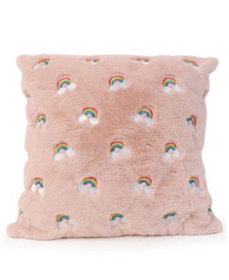 OMG! Accessories Rainbow Embroidered Fluffy Pillow