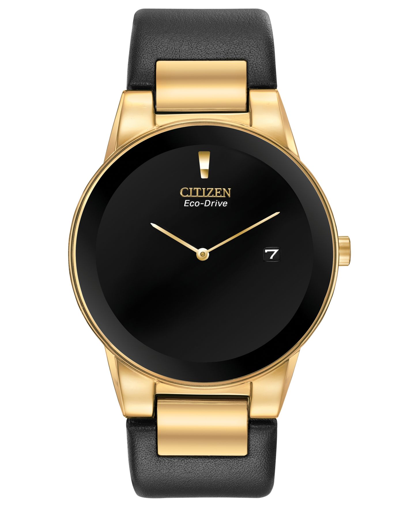 Мужские часы Citizen Eco-Drive Axiom Black Leather Strap Watch 40mm — фото 1