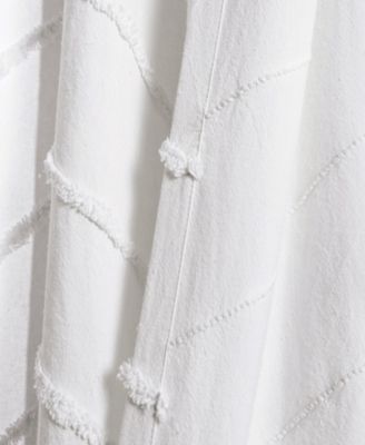 Lush Decor Chenille Chevron Light Filtering Window Curtain Panels Pair 40"W x 84"L White - White Curtains for Bedroom