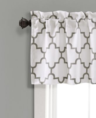 Lush Decor Bellagio Valance Curtain 52"W x 18"W +2" Navy - Kitchen Valances For Windows - Trellis Curtain Valance