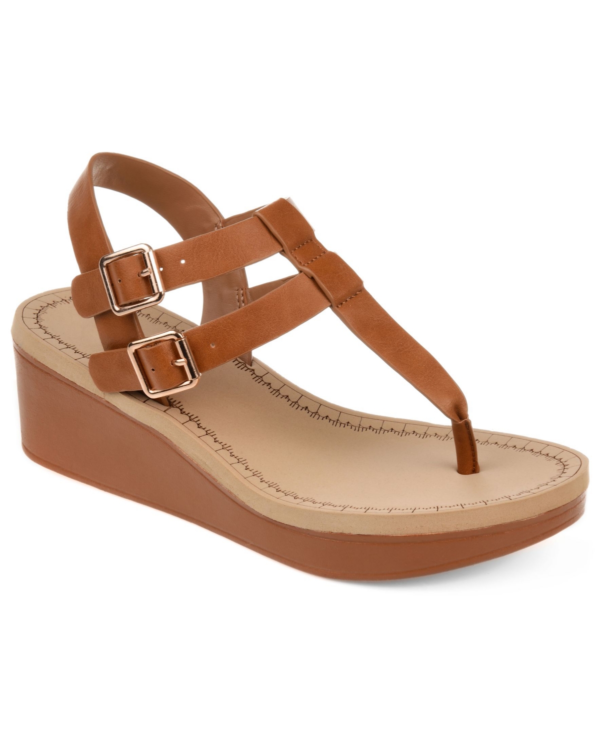 Journee Collection Collection Women's Tru Comfort Foam Bianca Wedge Sandal In Cognac