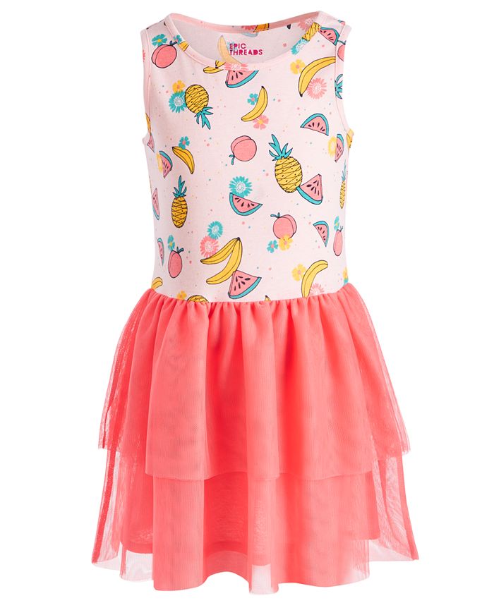 Epic Threads Toddler Girls Fruit-Print Tulle Dress, Created for Macy's ...