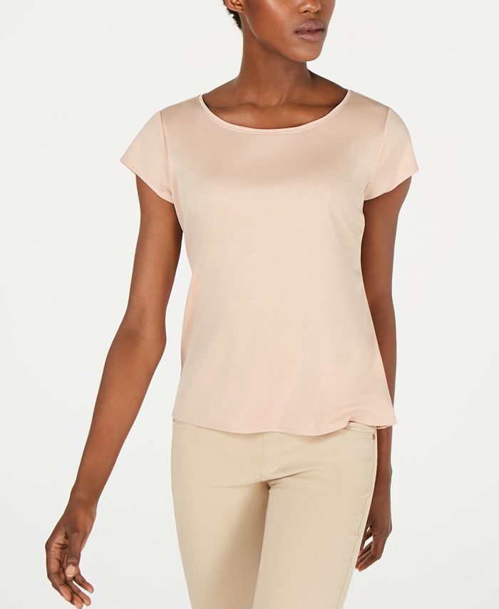Eileen Fisher Cap-Sleeve Tencel T-Shirt, Regular & Petite - Macy's