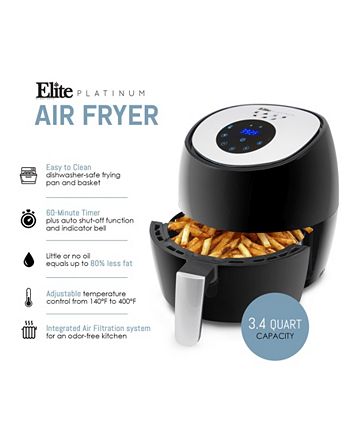 Elite Gourmet Elite Platinum 3.2 Quart Digital Air Fryer Stainless Steel  Basket - Macy's