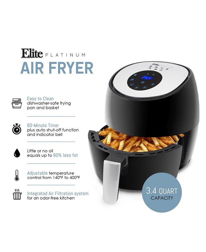 Elite Gourmet Elite Platinum 3.4 Quart Digital Air Fryer 7 Pre Set
