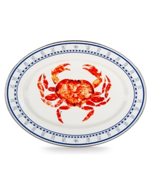 Golden Rabbit Crab House Enamelware Collection 16" X 12" Oval Platter In Red