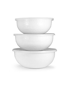 Solid White Enamelware Collection Mixing Bowls, Set of 3