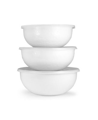 Golden Rabbit Solid White Enamelware Collection Mixing Bowls, Set of 3 ...