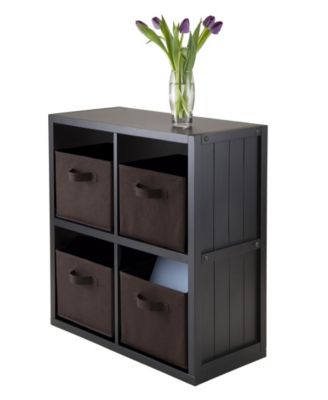 5-Piece Wainscoting Panel Shelf with 4 Baskets