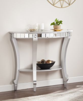 Pennsbury Glam Mirrored Demilune Console Table