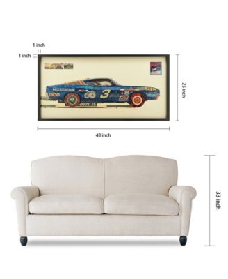 "Muscle Blue Car" Dimensional Collage Framed Graphic Art Under Glass Wall Art - 25'' x 48'' 