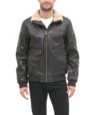 Tommy Hilfiger Men's Top Gun Faux Leather Aviator Bomber Jacket, Created for Macy's