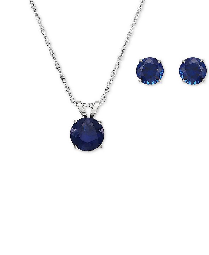 Macy's blue on sale sapphire necklace