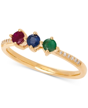 image of Multi-Gemstone (3/8 ct. t.w.) & Diamond Accent Statement Ring in 14k Gold