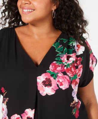 INC International Concepts INC Plus Size Mixed-Media Top, Created for Macy's