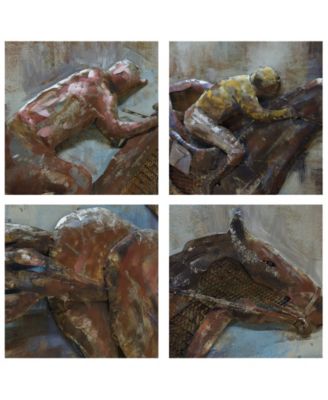 'Race Day' Mixed Media Iron Hand Painted Dimensional Wall Sculpture - 60" x 30"