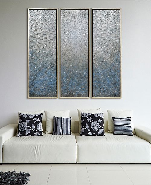 Empire Art Direct Silver Ice 3Piece Textured Metallic Hand Painted
