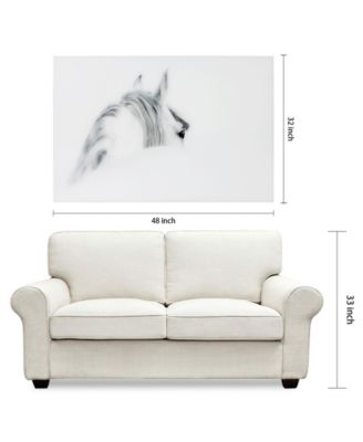 'Blanco Mare Horse' Frameless Free Floating Tempered Glass Panel Graphic Wall Art - 48" x 32''