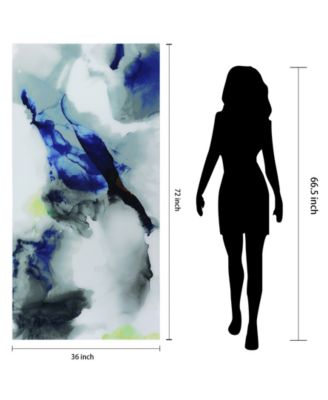 'Blue Splash' Frameless Free Floating Tempered Art Glass Wall Art - 72" x 36''