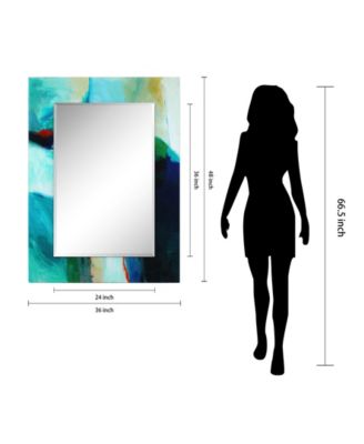 Reverse Printed Tempered Art Glass with Rectangular Beveled Mirror Wall Decor - 48" x 36''