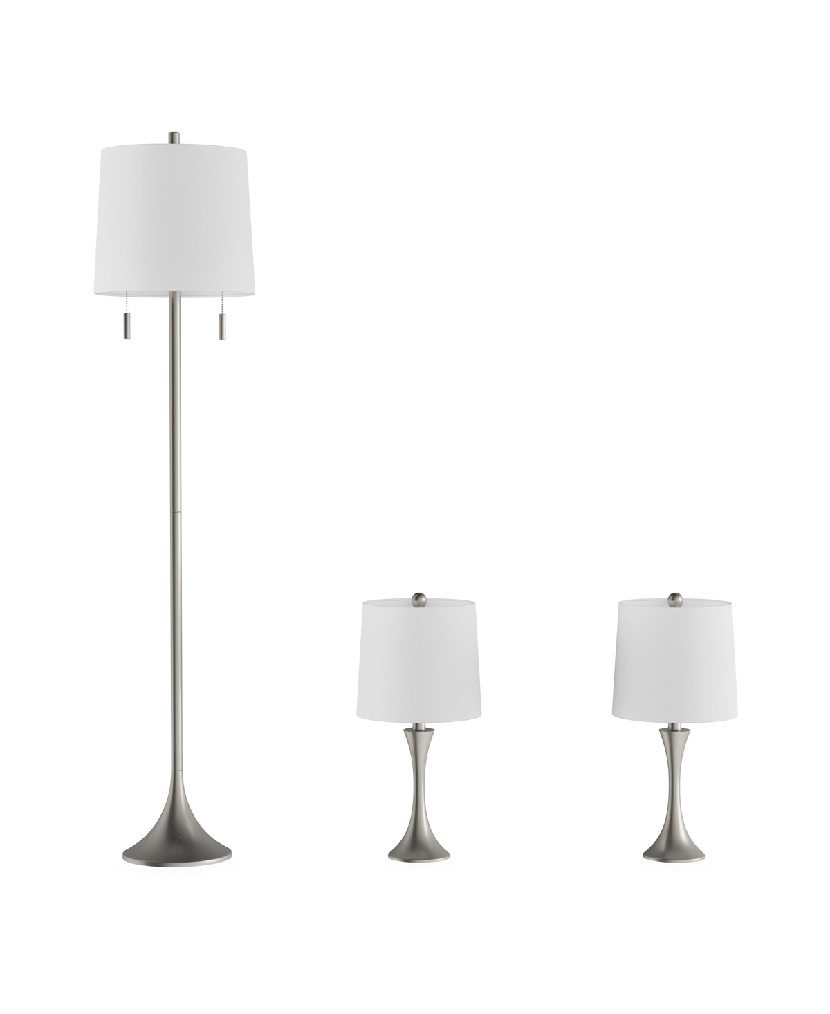 Lavish Home Table And Floor Lamps In Silver,ivory