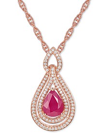 Ruby (1 ct. t.w.) & Diamond (1/4 ct. t.w.) 18" Pendant Necklace in 14k Rose Gold (Also available in Sapphire, Emerald and Tanzanite)