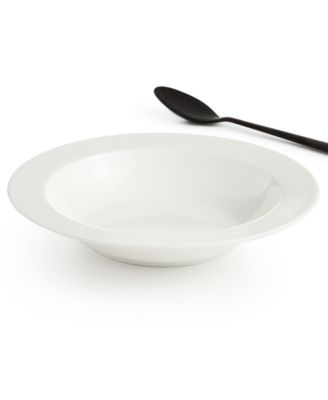 Pure White Rimmed Soup Pasta Porcelain Bowl Dish 22.5cm Soup Pasta Plate