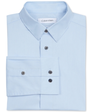 Shop Calvin Klein Big Boys Slim Fit Solid Stretch Poplin Shirt In Light Blue