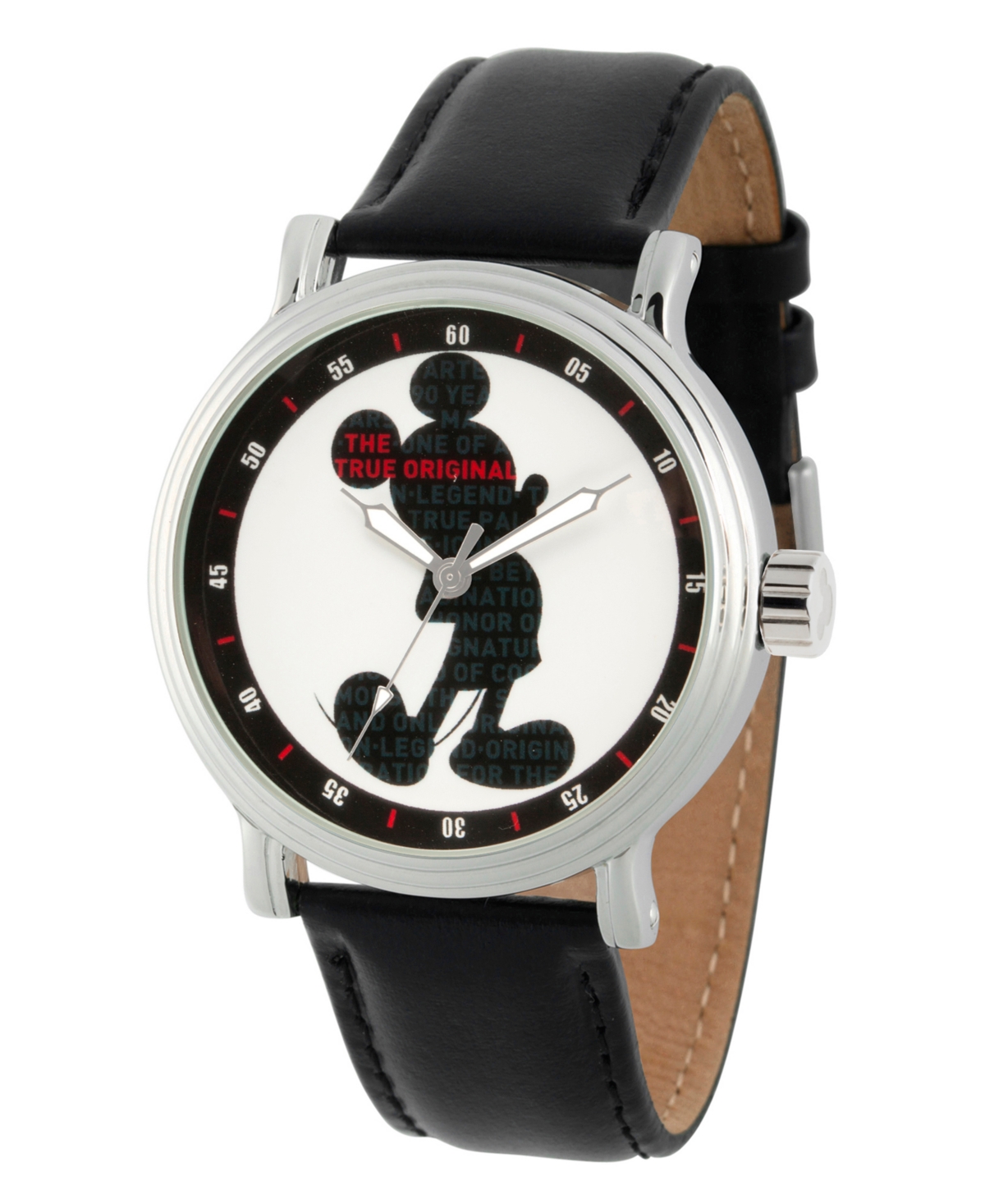 EwatchFactory Men's Disney Mickey Mouse Black Strap Watch 44mm