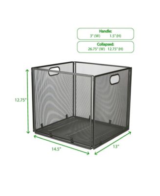Mind Reader Mesh File Box With Handle, Collapsible Storage Basket