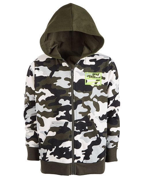 Puma Big Boys Rebel Pack Camo Print Zip Up Hoodie Reviews