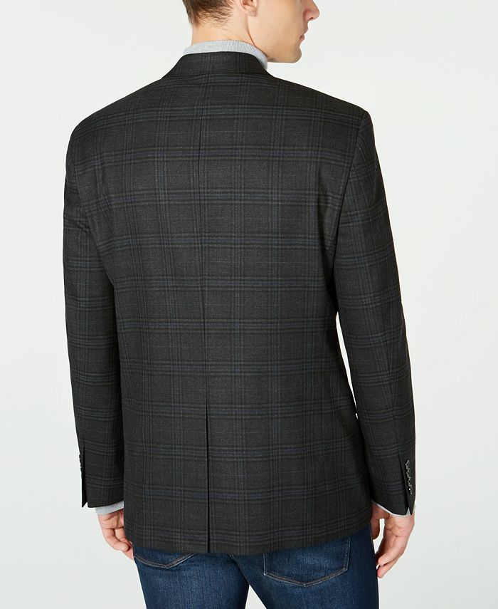Ralph Lauren Men's Classic Fit UltraFlex Stretch Plaid Velvet Sport Coat Black Size 42